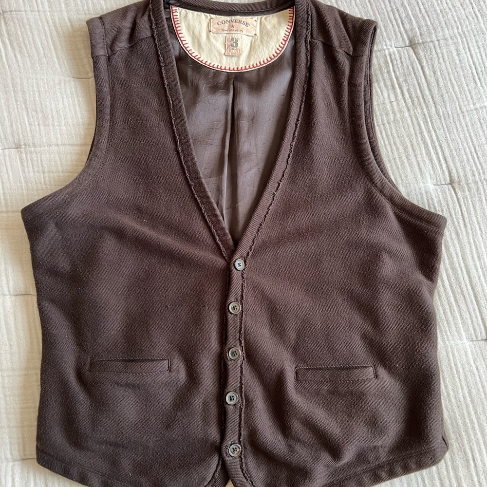 John Varvatos x Converse Brown Button-Up Vest men’s L